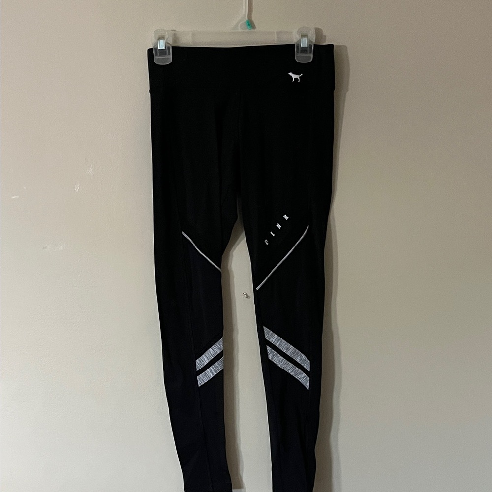 PINK Victoria's Secret Black Leggings with Gray Accents